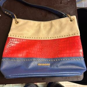 Montana West Red, Blue, and Cream Shoulder Bag